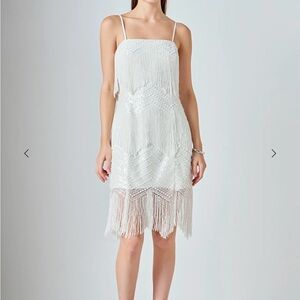 Endless Rose White Fringe Dress